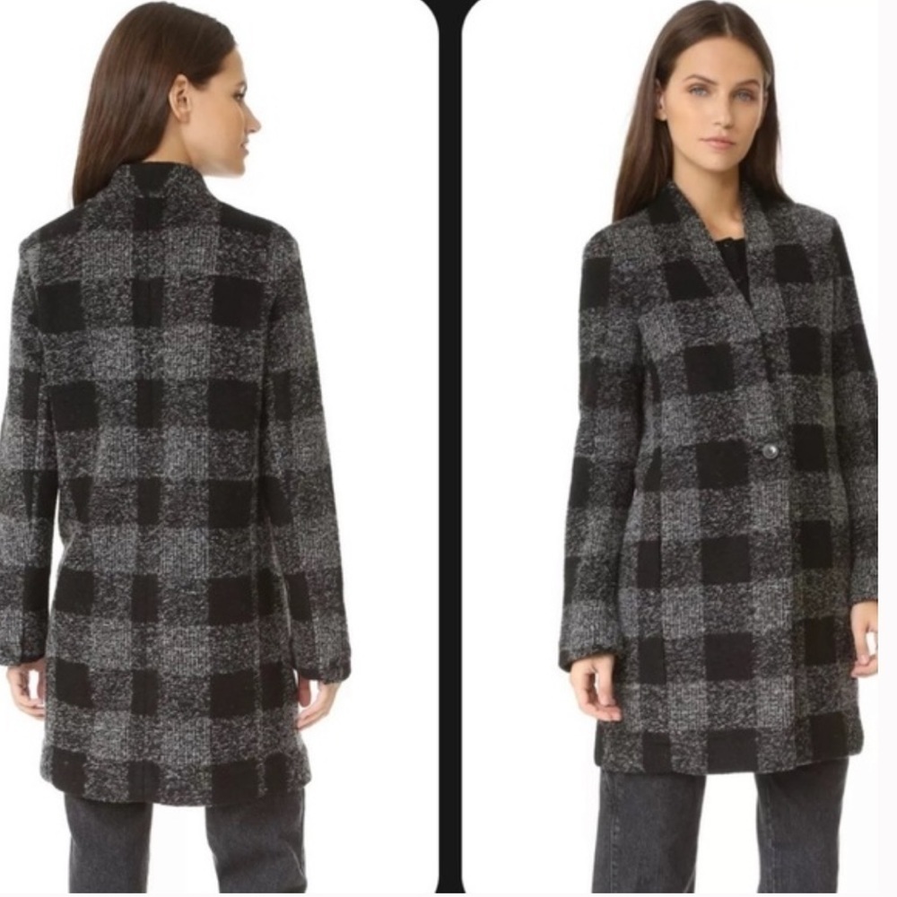 CLUB MONACO Japhia Coat Gray Black Plaid jacket - Picture 3 of 9